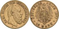 Württemberg 10 Mark F, Stuttgart Karl, 1864-1891 -