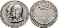 Luftfahrt Silbermedaille unsigniert, a.d. Ost-West-Flug der Bremen -