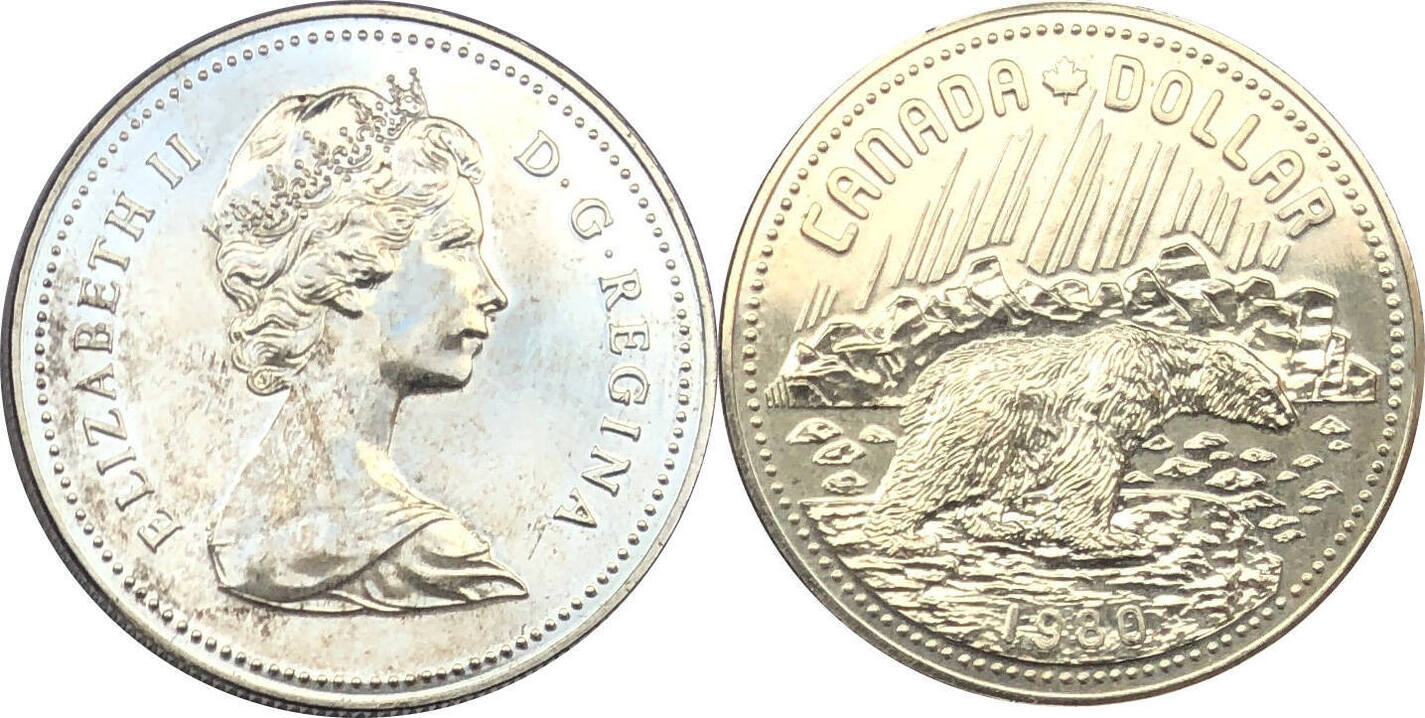 Kanada 1 Dollar 1980 Eisbär PL ohne Kapsel