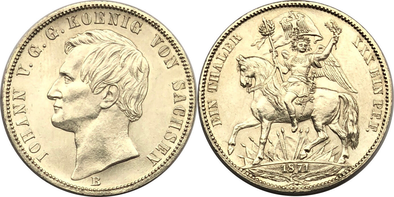 Sachsen Siegestaler 1871 B König Johann Vz-st | MA-Shops