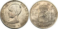 5 Pesetas 1891 Spanien König Alfons XIII s-ss