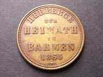 Barmen Wertmarke 3 Pfennig 1865 Herberge zur Heimat ss