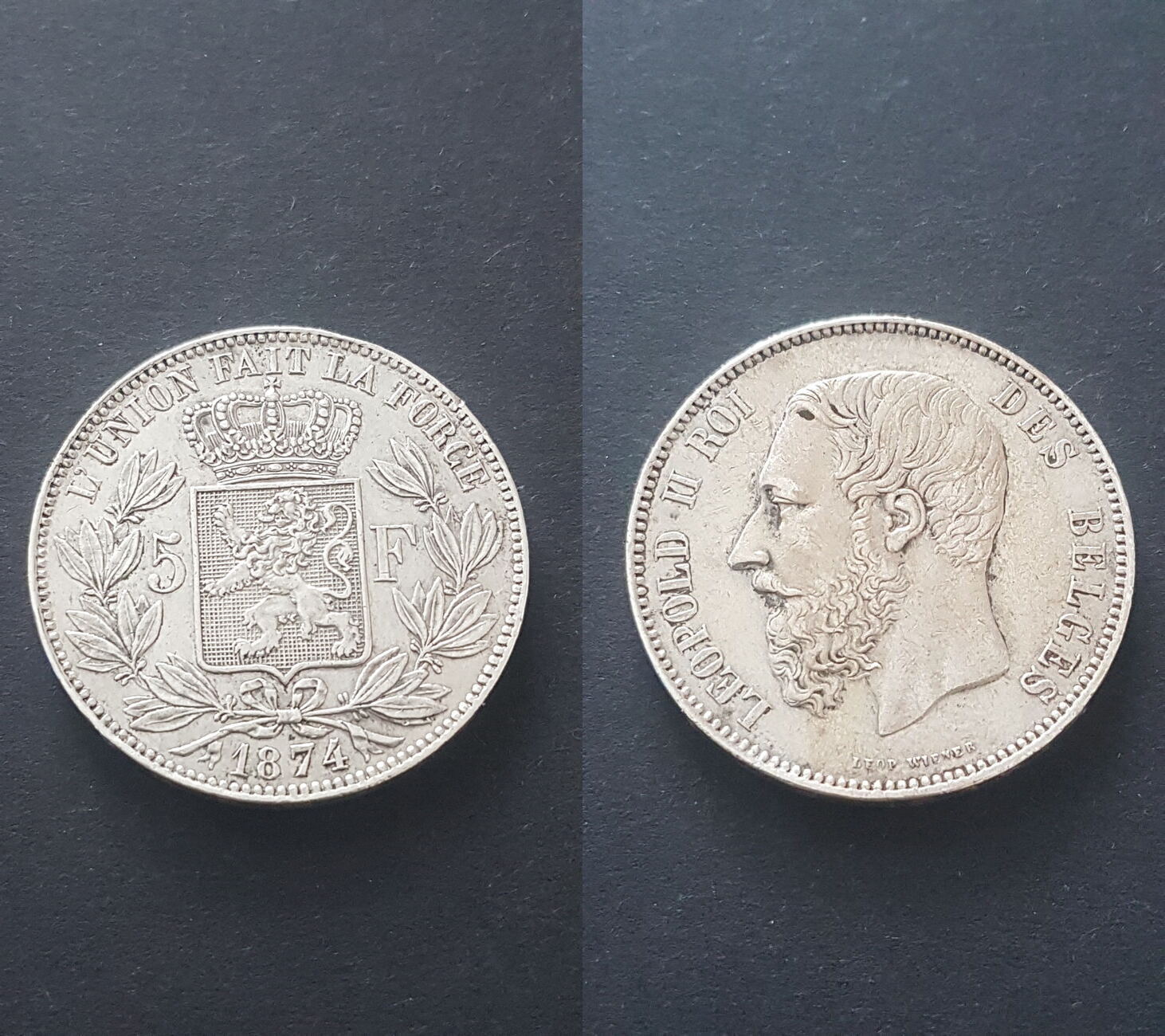 Belgien 5 Franc 1874 Leopold II 1865-1909 Ss | MA-Shops