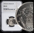 SPAIN 1957 *67 5 PESETAS – Franco – NGC MS 65