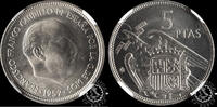 SPAIN 5 PESETAS 5 PESETAS – Franco – -