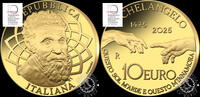 Italy 10 EURO – 1/4 Gold Ounce – Birth of Michelangelo – -