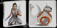 New Zealand MEDAL – 1 Silver Ounce – STAR WARS – Rey & BB-8 – AGORO – -