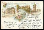 AK Halle a. d. Saale Stadt-Theater, Wasserthurm, Saalebrücke 03.08.1903 gebraucht -