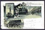 AK Mülhausen, Elsaß St. Stephans Kirche, Rathaus, Friedensstrasse 1901 gebraucht -