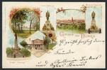AK Düren Kaiser-, Bismarck- und Krieger-Denkmal, Bahnhof, Stadtpark 1899 gebraucht -