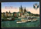 AK Köln Rhein mit Raddampfer, Blick auf Dom + Groß St. Martin 1915 gebraucht -