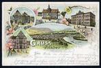 AK Höxter Tilly-Haus, Baugewerbeschule, Rathaus, Dechanei, Panorama 1898 gebraucht -