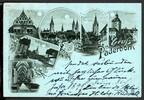 AK Paderborn Paderquelle, Rathaus, Dom, Gymnasium um 1900 gebraucht -