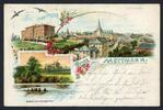 AK Mettmann Bahnhof m. Goldbergerteich, Seminar, Total-Ansicht 1903 gebraucht -