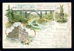 AK Solingen Müngstener Brücke, Neue Realschule, Krieger-Denkmal 1898 gebraucht -