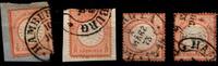 Deutsches Reich Deutsches Reich 18 gestempelt 4 Stück mit Hufeisenstempel MiNr. 18 gestempelt 4 Stück mit Hufeisenstempel -
