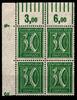 Deutsches Reich Deutsches Reich 162W OR postfrisch 1/5/1 4er Block vom Eckrand MiNr. 162W OR postfrisch 1/5/1 4er Block vom Eckrand -