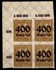 Deutsches Reich Deutsches Reich 299P OR postfrisch im 4er Block vom Eckrand, gefaltet MiNr. 299P OR postfrisch im 4er Block vom Eckrand, gefalte -