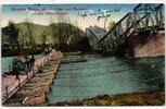 AK Deutschland Zerstörte Brücke und Pontonbrücke Feldpost 1917 gebraucht -