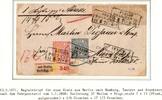 Norddeutscher Bund 18 als Dreierstreifen und 13 + 14 Paketbegleitbrief -