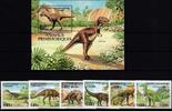 Kambodscha Kambodscha 1937-1942 und Block 254 postfrisch Dinosaurier MiNr. 1937-1942 und Block 254 postfrisch Dinosaurier -