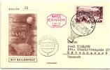 Saarland 324 auf Postkarte als Einzelfrankatur Ballonpost -