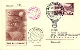 Saarland 324 auf Postkarte als Einzelfrankatur Ballonpost -