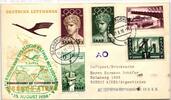 Saarland 319, 363, 369, 371/72 auf Brief als Mischfrankatur Luftpost -