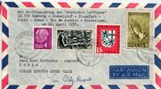 Saarland 283, 366, 379, 383 auf Brief als Mischfrankatur Luftpost -