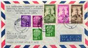 Saarland 373/75, 380/81, 383 auf Brief als Mischfrankatur Luftpost -
