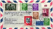 Saarland 319, 373, 380/82, 400 auf Brief als Mischfrankatur Luftpost -