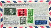 Saarland 380, 408, 431, 432 auf Brief als Mischfrankatur Luftpost -