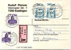 BRD Bund 1141, 1142 auf Brief Paketkarte, Marken Eckrand -