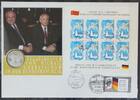 BRD Bund 1421 auf Brief mit versilberter Medaille, Besuch Gorbatschow -