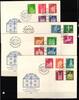 Schweiz 696-713 als Ersttagsbrief verteilt auf 4 FDCs -