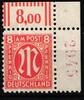 Bi-Zone Bi-Zone 21 r 4 postfrisch rote 4 stellige Nummer MiNr. 21 r 4 postfrisch rote 4 stellige Nummer -