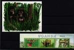 Uganda Uganda 2333-2335 und Block 332 postfrisch Dreierstreifen / Wildtiere MiNr. 2333-2335 und Block 332 postfrisch Dreierstreifen / W -