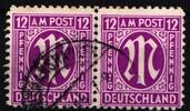 Bi-Zone Bi-Zone 7 x gestempelt Paar, geprüft Hettler BPP MiNr. 7 x gestempelt Paar, geprüft Hettler BPP -