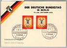Berlin 128-130 auf Postkarte FDC -