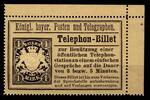 Bayern TB 22 auf Brief Telephon Billet -