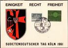 BRD Bund 337 auf Ausstellungskarte Sudetendeutscher Tag 1961 -