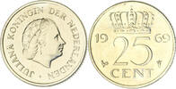 Nederland 25 Cent 1969. Haan KONINGIN JULIANA 1948-980 Prof. L.O. Wenckebach 25 Cent 1969 Met gepolijste stempels geslagen. PP