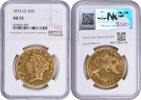 US Twenty Dollar 1874 CC 1874-CC $20 Gold Liberty Head AU53 NGC None AU