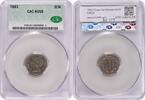 US Three Cent 1883 Three Cent Nickel AU58 CACG None -