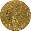 US Two and a Half Dollar 1912 $2.50 Gold Indian AU58 Uncertified #103 None -