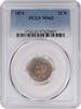 US Three Cent 1874 Three Cent Nickel MS62 PCGS None -