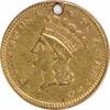 US Dollar 1873 $1 Gold Open 3 EF (Hole) Uncertified #600 None -
