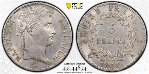 France 5 Francs 1811 Napoléon  Paris PCGS AU58 SUP