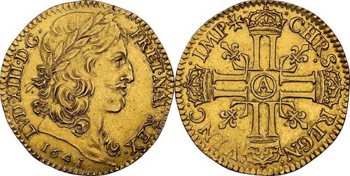 France 1641 Louis XIII Double Louis d’or à la croisette Paris unz de toute rareté