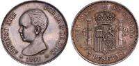 5 Pesetas 1891 SPAIN Alfonso XIII  (91) PG-M KM689 unz flan bruni Prooflike